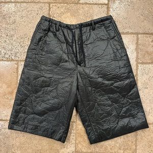 Dries Van Noten Plyd Crinkled / Wrinkled Padded Green Shorts